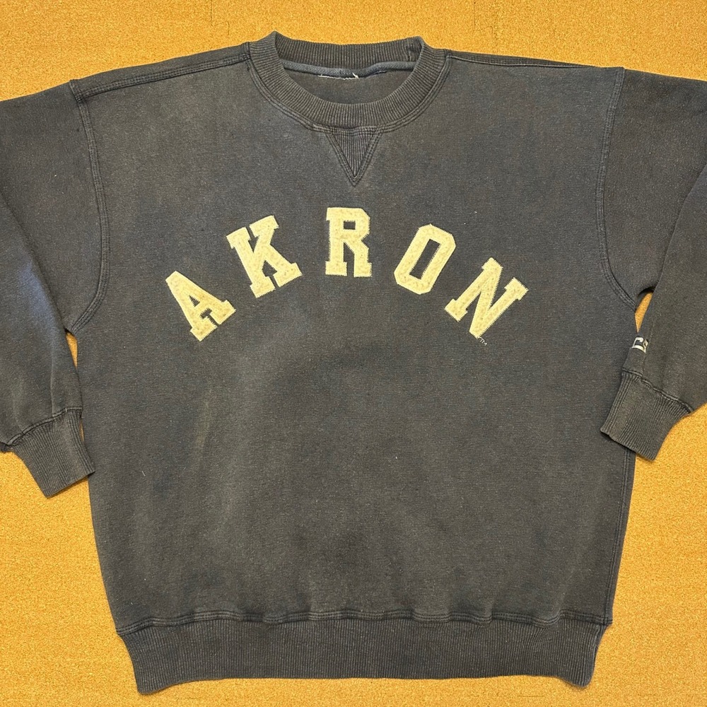 College Sportswear Akron Sweatshirt Mens XL Navy Blue Vintage Arch Logo Pullover